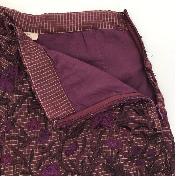 La Fuori Anthropologie Purple Floral Embroidered High Waist Shorts M - Picture 4 of 7